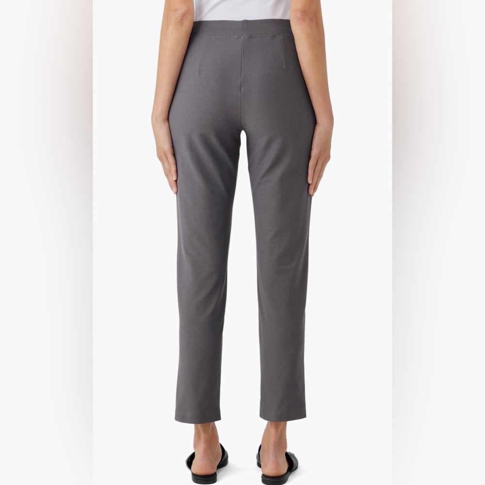 Eileen Fisher Slim Fit, Ankle Length Washable Stretch Crepe Pant in Meteor - Picture 6 of 6